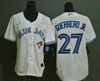 Womens Toronto Blue Jays #27 Vladimir Guerrero Jr. white stitched MLB cool base Nike jersey